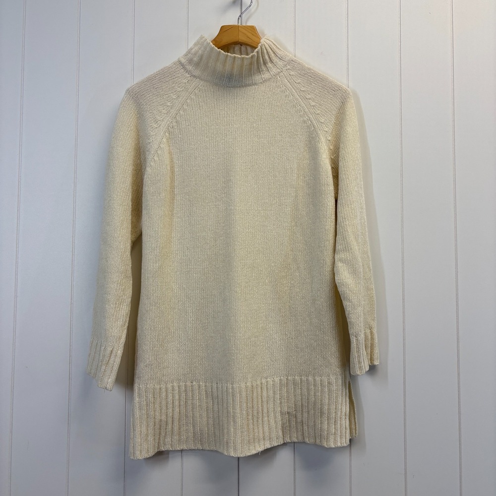 Express Minimalist Mock Neck Tunic Sweater Women Medium Neutral Preppy Comfy